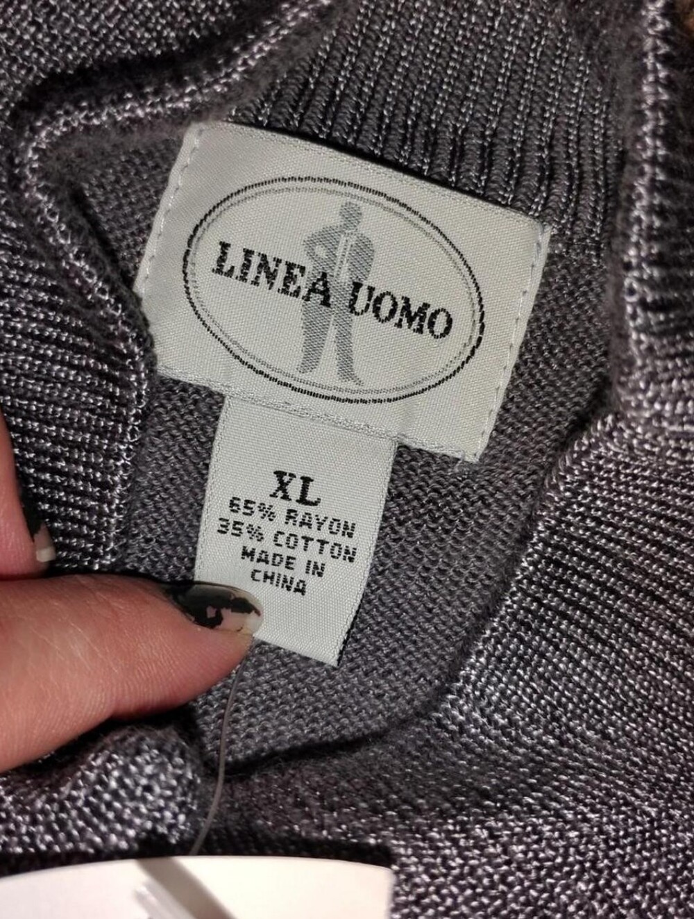 Linea Uomo Men's Mock Neck Knit Sweater - Gray - Size XL - NWT
